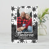 Black Glitter Stars Christmas Photo Feestdagenkaart (Staand voorkant)