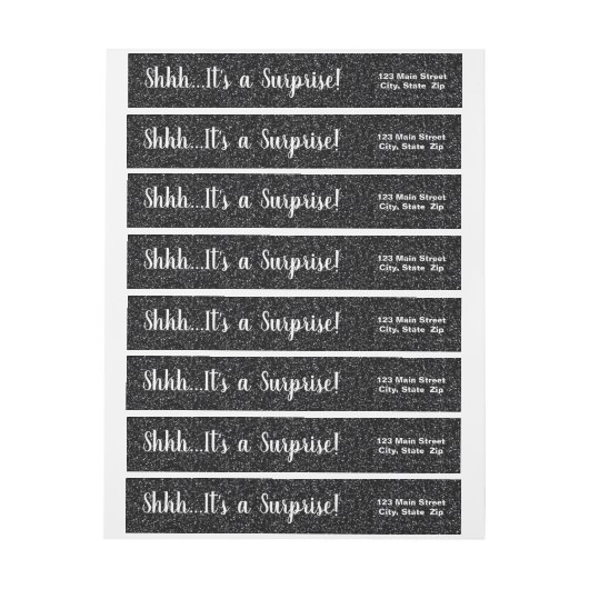 BLACK Glitter SURPRISE Wrap de Etiketten van het A (Vel)