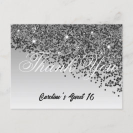 Black Glitter, Sweet 16 Bedankt Briefkaart