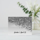 Black Glitter, Sweet 16 Bedankt Briefkaart (Staand voorkant)