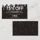 Black Glitter Trendy Discount Holo Drip Bedankt Visitekaartje (Voorkant / Achterkant)