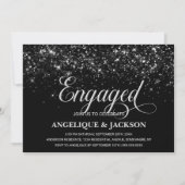 Black Glitter verlovingsfeest Kaart (Voorkant)