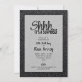 Black Glitter VERRASSING Verjaardag Kaart (Voorkant)