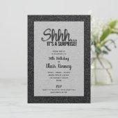 Black Glitter VERRASSING Verjaardag Kaart (Staand voorkant)