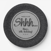 Black Glitter VERRASSING Verjaardagsfeest Papieren Bordje (Voorkant)