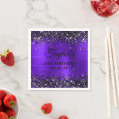 Black Glitter Violet Foil 21st Birthday Servet (Insitu)
