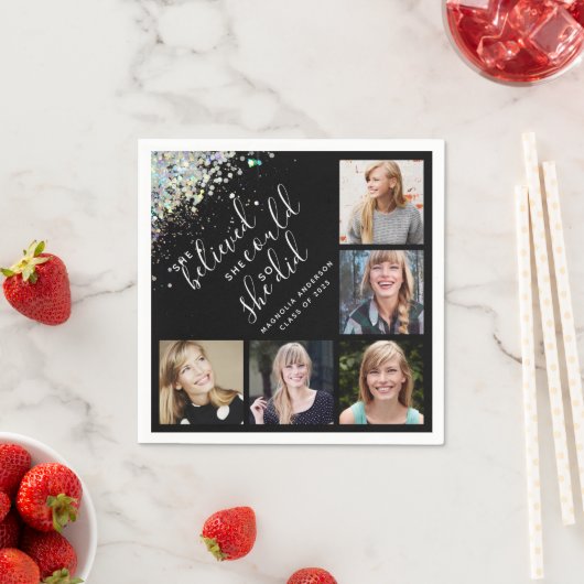 Black Glitter Ze dacht dat het Afstuderen van de f Servet (Insitu)