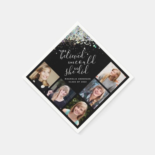 Black Glitter Ze dacht dat het Afstuderen van de f Servet (Hoek)