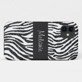 Black Glitter Zebra Monogram iPhone Case-Mate iPhone Case (Achterkant (horizontaal))