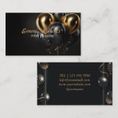 Black Glittery Gold Balloon Event Visitekaartje (Voorkant / Achterkant)