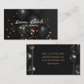 Black Glittery Gold Balloon Event Visitekaartje (Voorkant / Achterkant)