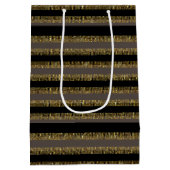 Black Glittery Gold Stripes  Medium Cadeauzakje (Achterkant)