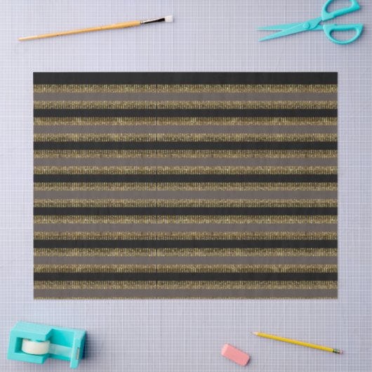 Black Glittery Gold Stripes Tissuepapier (Craft)