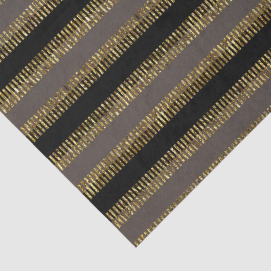 Black Glittery Gold Stripes Tissuepapier (Detail)