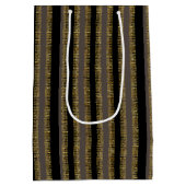 Black Glittery Gold Vertical Stripes  Medium Cadeauzakje (Achterkant)