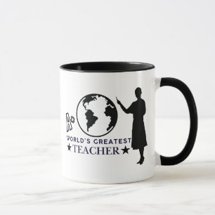 Black Globe & Silhouette A+ Werelds Beste Leraar Mok