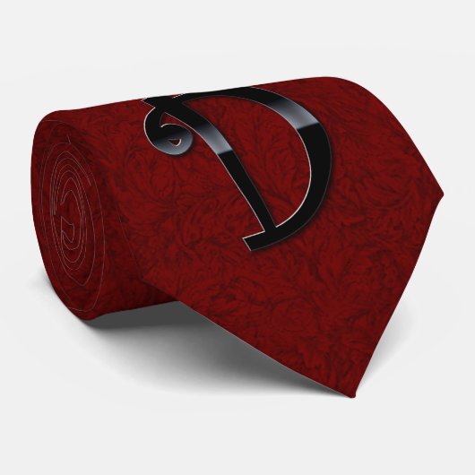 Black Gloss Monogram - D Stropdas (Opgerold)