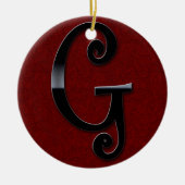 Black Gloss Monogram - G Keramisch Ornament (Voorkant)