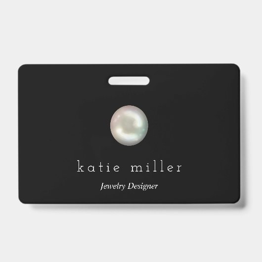 Black Glossy Pearl | Joodontwerper Badge (Voorzijde)