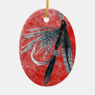 Black Gnat Classic Trout Fly Kerstmis Ornament
