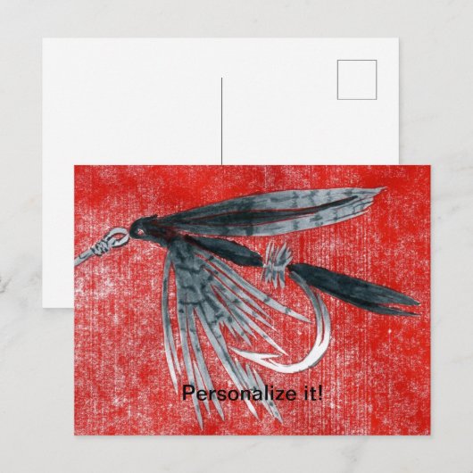 "Black Gnat" klassieke vliegvisserij, vliegende ku Feestdagenkaart (Voorkant / Achterkant)