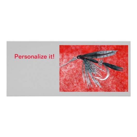 "Black Gnat" wet fly fly tying fly fish art. Reclamekaart (Voorkant)