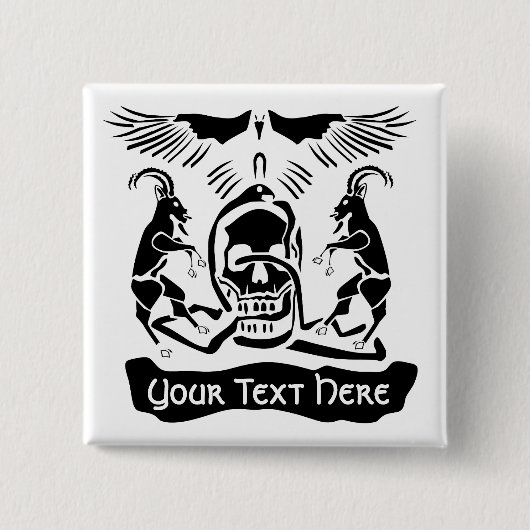 Black Goat Corrupt Trinity Crest Vierkante Button 5,1 Cm (Voorkant)