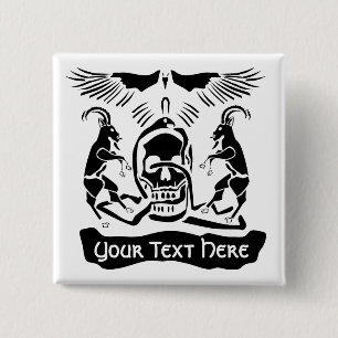 Black Goat Corrupt Trinity Crest Vierkante Button 5,1 Cm