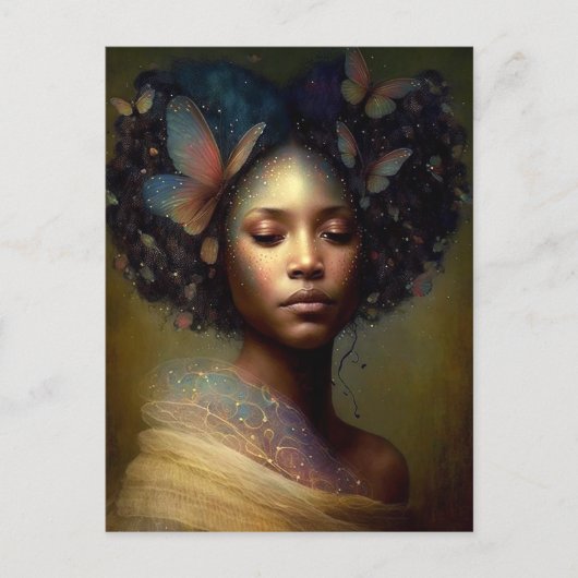 Black Goddess Fantasy Art Briefkaart (Voorkant)