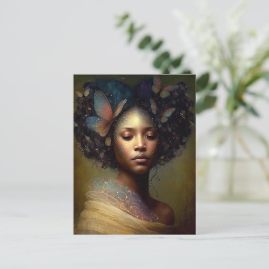 Black Goddess Fantasy Art Briefkaart (Staand voorkant)