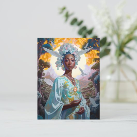 Black Goddess Fantasy Art Briefkaart (Staand voorkant)