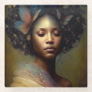 Black Goddess Fantasy Art Glazen Onderzetter