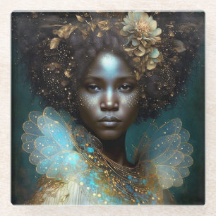 Black Goddess Fantasy Art Glazen Onderzetter