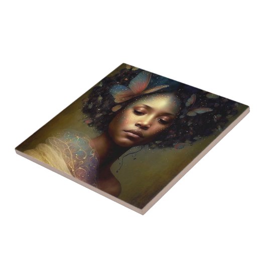 Black Goddess Fantasy Art Tegeltje (Zijkant)