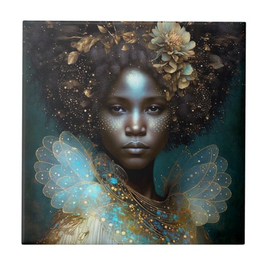 Black Goddess Fantasy Art Tegeltje (Voorkant)