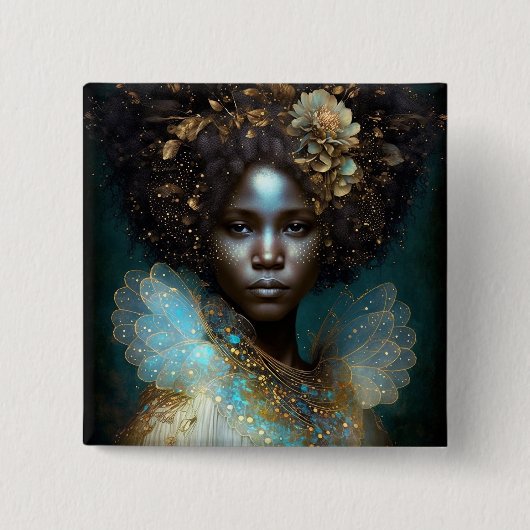 Black Goddess Fantasy Art Vierkante Button 5,1 Cm (Voorkant)