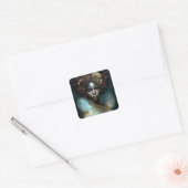 Black Goddess Fantasy Art Vierkante Sticker (Envelop)