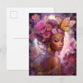 Black Goddess Pink Paars Fantasy Art Briefkaart (Voorkant / Achterkant)