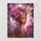 Black Goddess Pink Paars Fantasy Art Briefkaart (Voorkant)