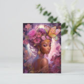 Black Goddess Pink Paars Fantasy Art Briefkaart (Staand voorkant)