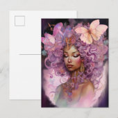 Black Goddess Pink Paars Fantasy Art Briefkaart (Voorkant / Achterkant)