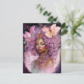 Black Goddess Pink Paars Fantasy Art Briefkaart (Staand voorkant)