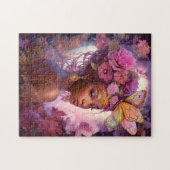 Black Goddess Pink Paars Fantasy Art Legpuzzel (Horizontaal)
