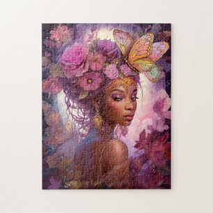 Black Goddess Pink Paars Fantasy Art Legpuzzel