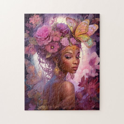 Black Goddess Pink Paars Fantasy Art Legpuzzel (Verticaal)