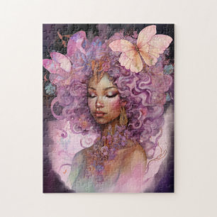 Black Goddess Pink Paars Fantasy Art Legpuzzel