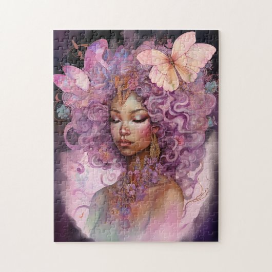 Black Goddess Pink Paars Fantasy Art Legpuzzel (Verticaal)