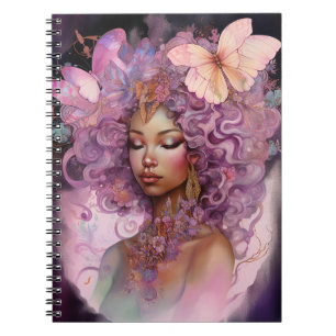 Black Goddess Pink Paars Fantasy Art Notitieboek