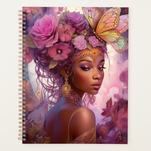 Black Goddess Pink Paars Fantasy Art Planner (Voorkant)