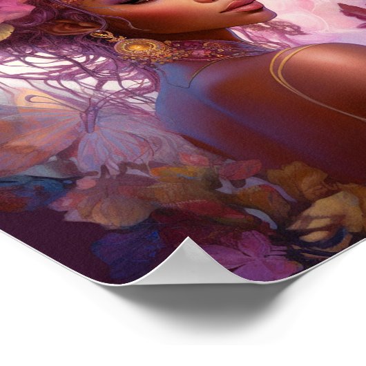 Black Goddess Pink Paars Fantasy Art Poster (Hoek)